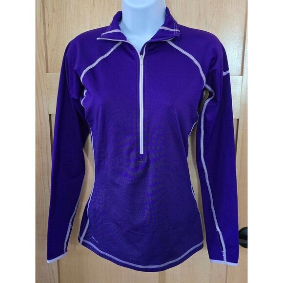 Nike Pro Purple Long Sleeve Quarter Zip Athletic Top workout running hiking gym - Picture 1 of 9